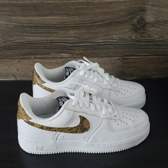 New Nike Air Force 1 White Sneakers Unisex Snake Print AF1 Casual Streetwear - Picture 4 of 9